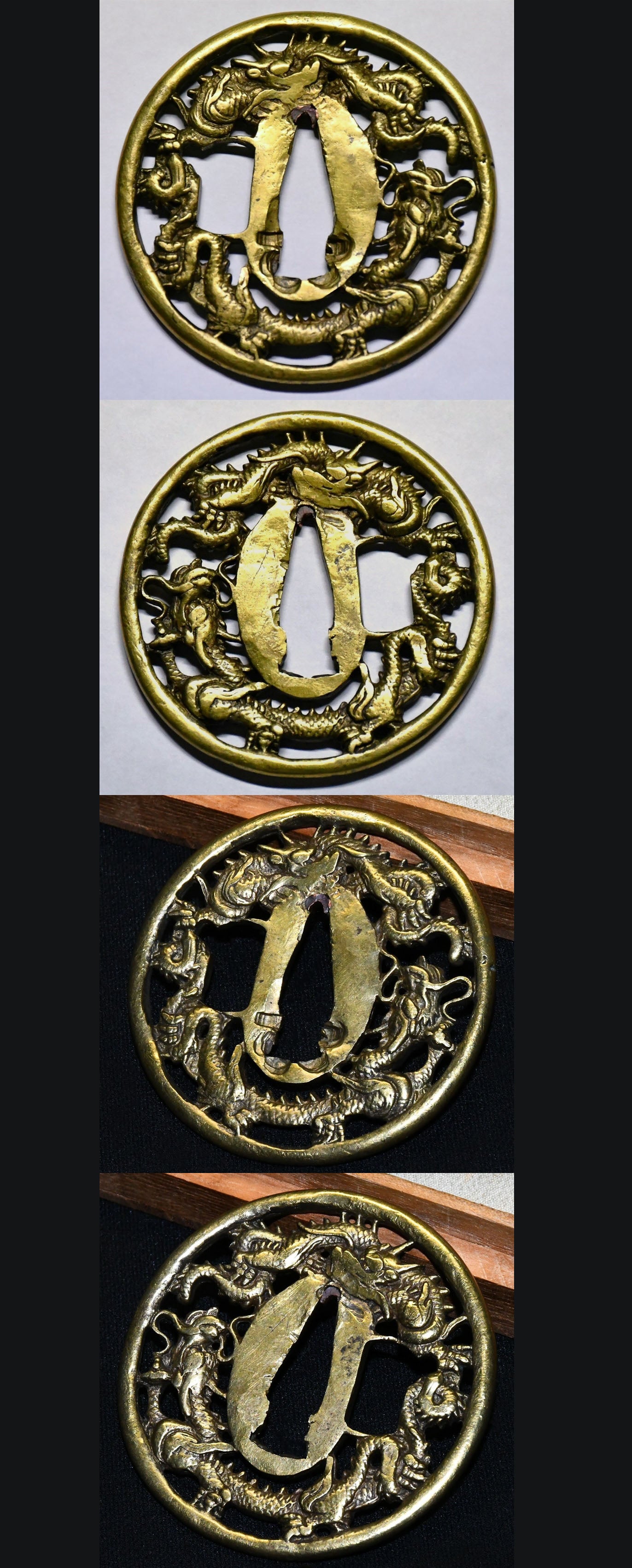 金真鍮地 龍図鐔 無銘 品番:TSU046