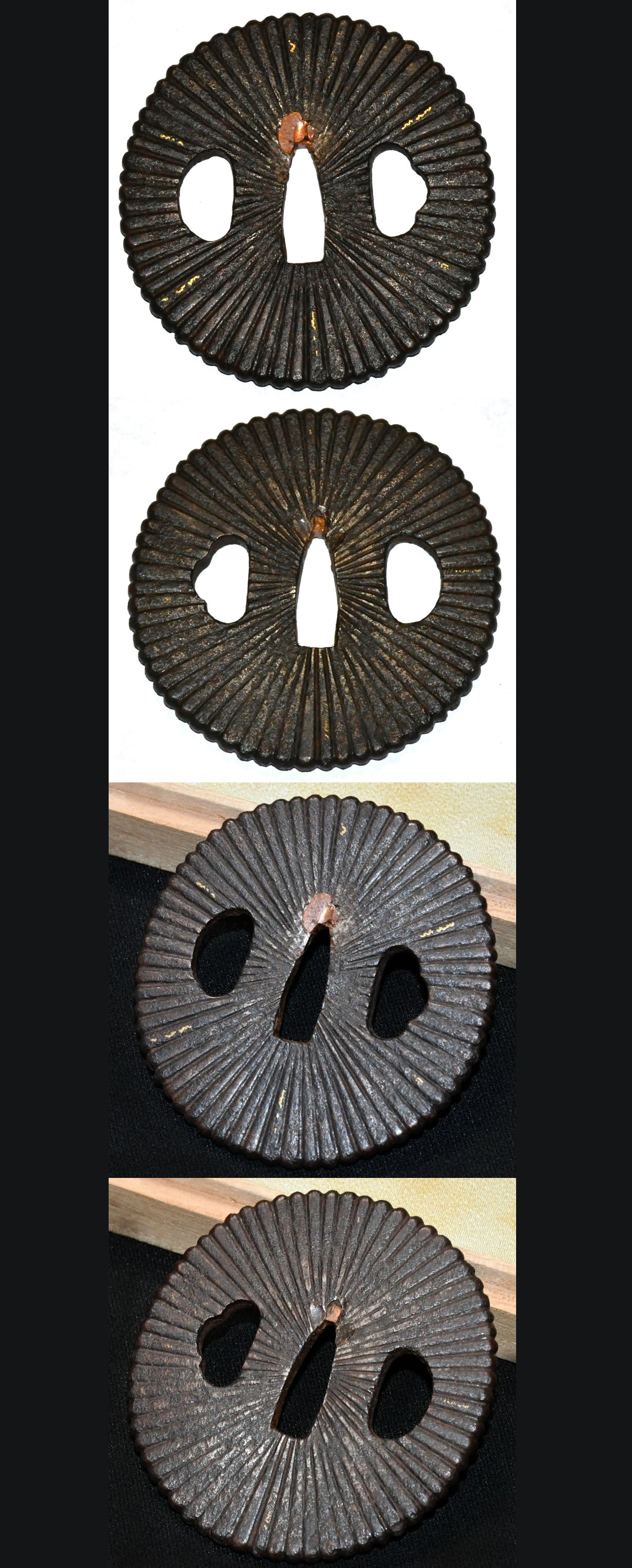 鉄地金象嵌 無銘 肥後唐草図鐔 品番:TSU041
