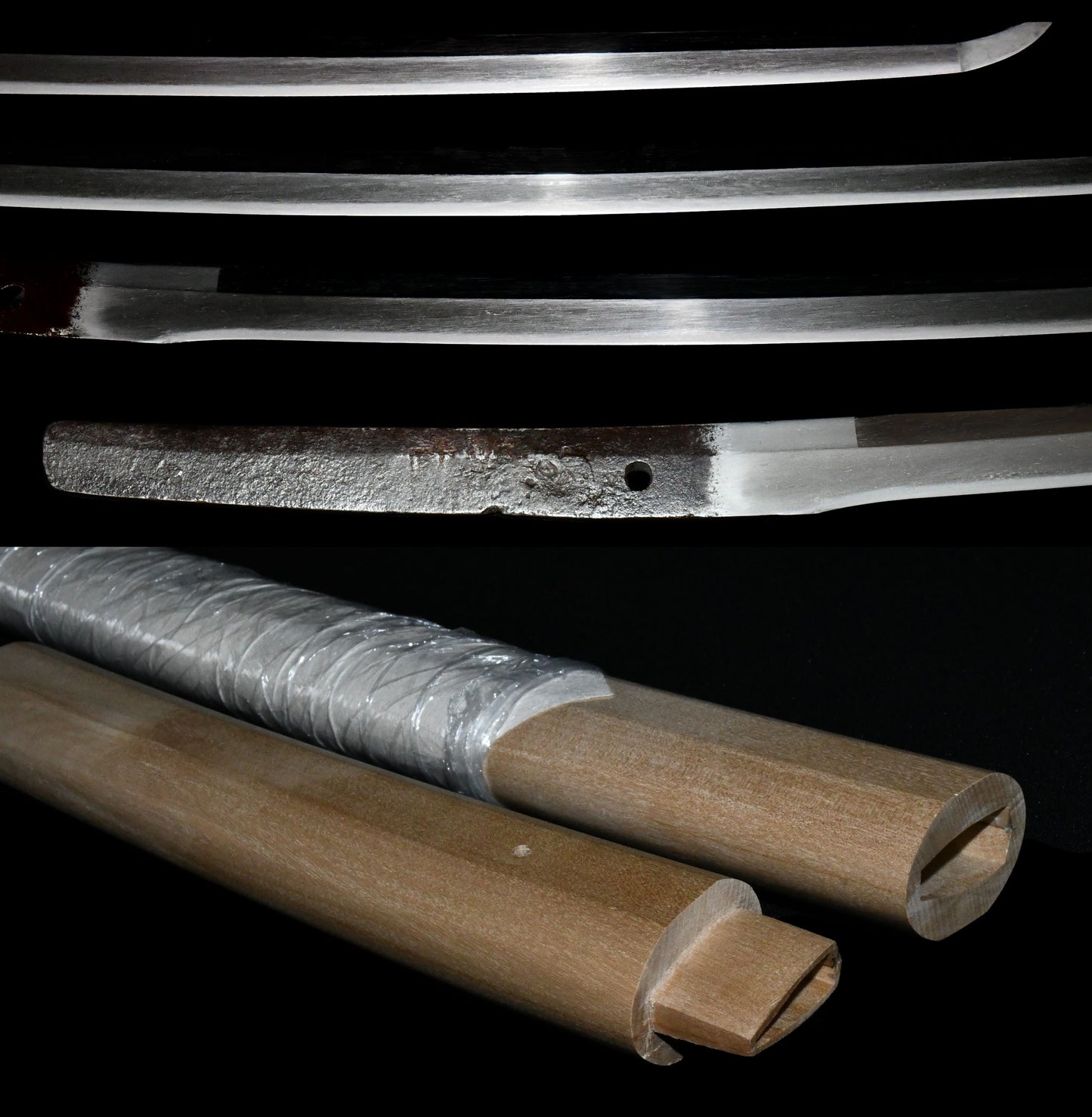 刀 □□景光 吉光(真鍮貼付)赤茶塗打刀拵(保存会鑑定書付) Katana Kagemitsu Yoshimitsu(Brass Paste) 品番:MB048