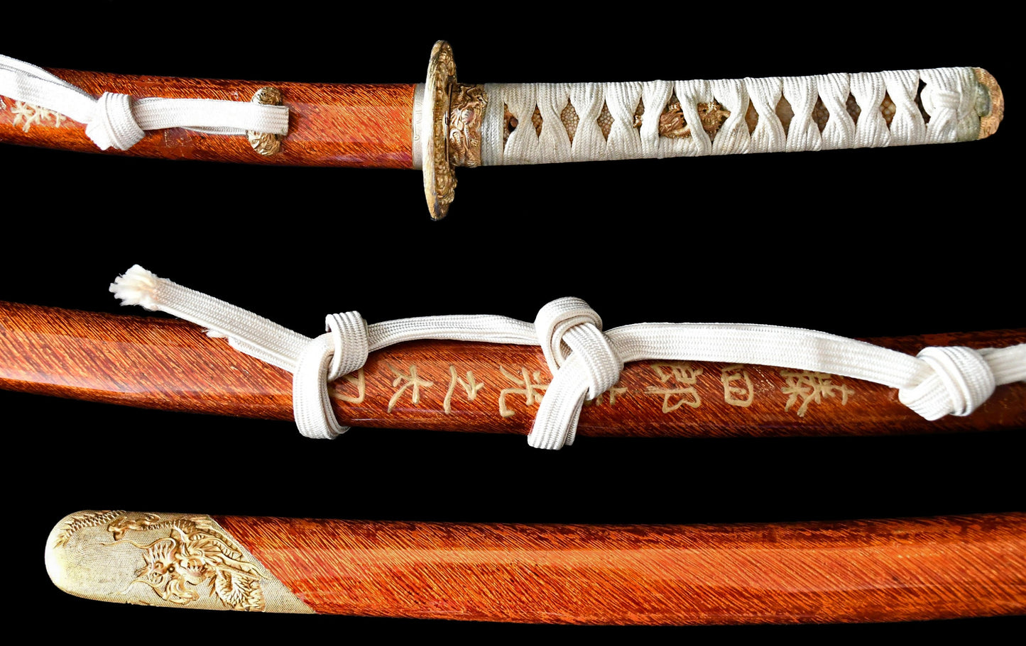 刀 □□景光 吉光(真鍮貼付)赤茶塗打刀拵(保存会鑑定書付) Katana Kagemitsu Yoshimitsu(Brass Paste) 品番:MB048