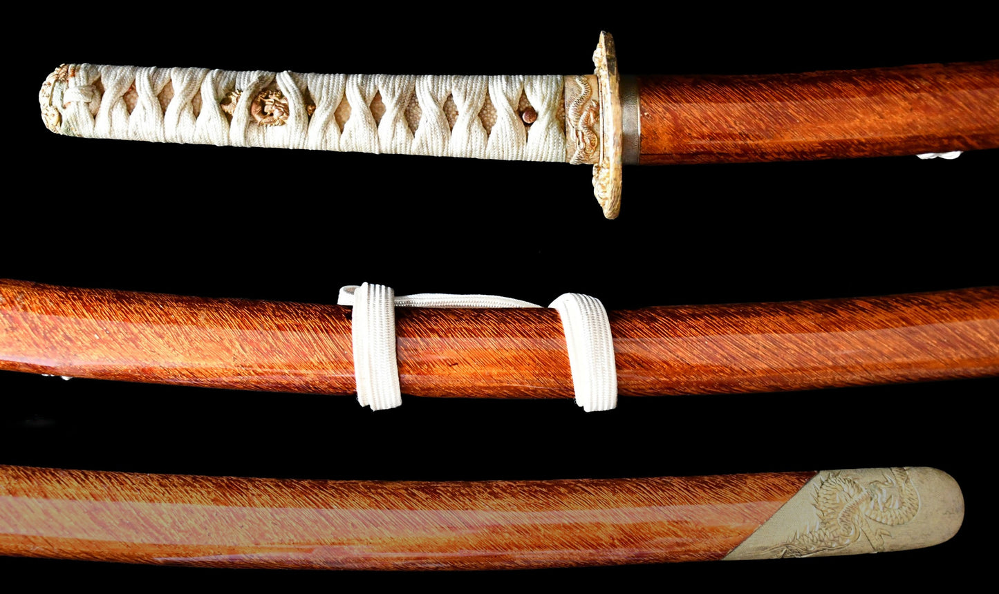 刀 □□景光 吉光(真鍮貼付)赤茶塗打刀拵(保存会鑑定書付) Katana Kagemitsu Yoshimitsu(Brass Paste) 品番:MB048