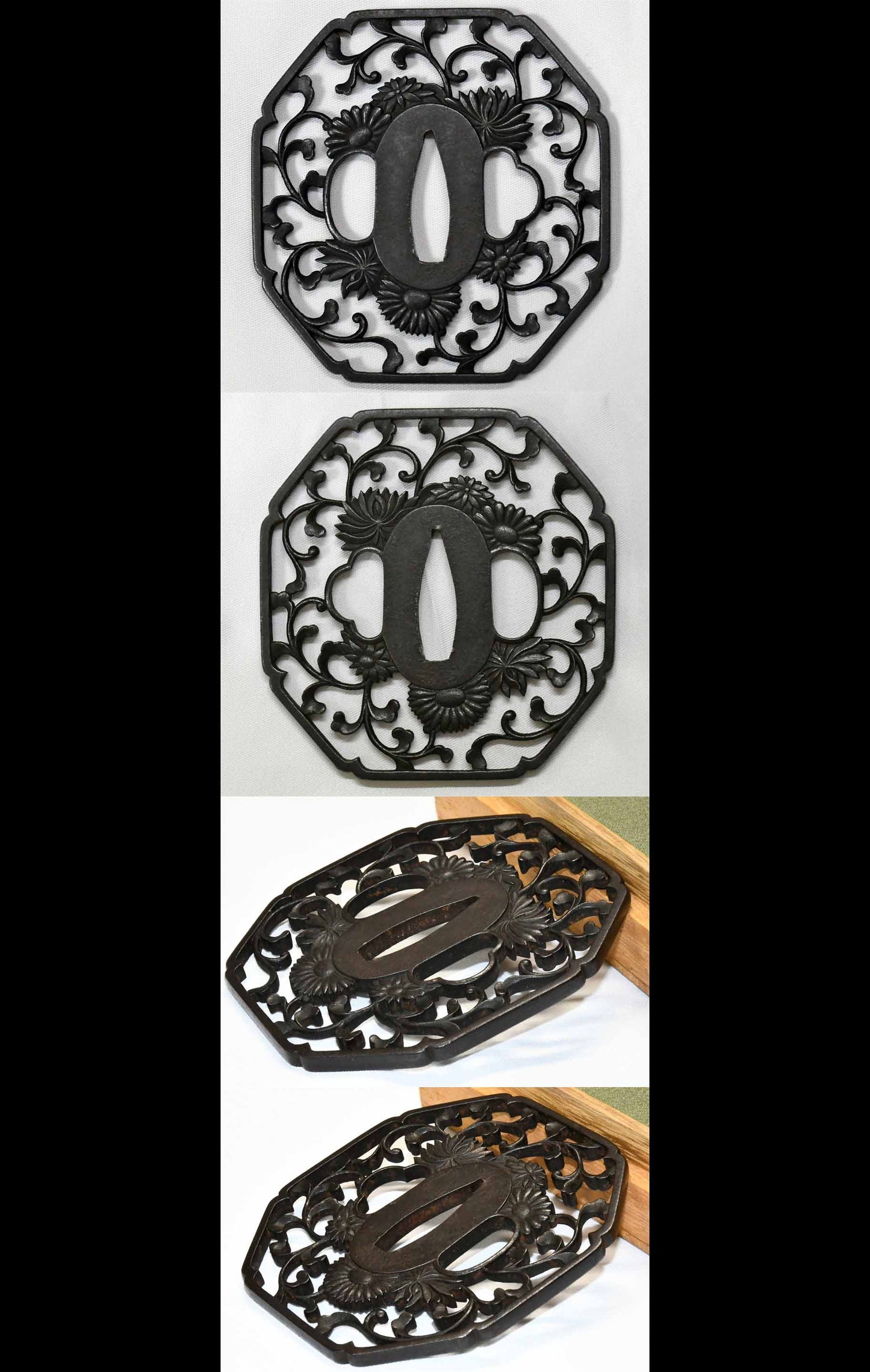Kikusakusa Toru Rui Kikusu Shoshu Choshu Preservation Swords Appraisal TSUBA (CHRYSANTHEMUM AND LEAVES) (NO SIGNATURE) (CHOUSHU)