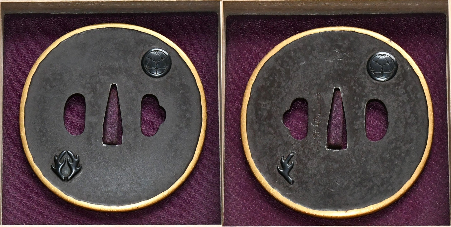 金覆輪鐔　中川花押　 　Tsuba　  品番：ＴＳＵ０６０