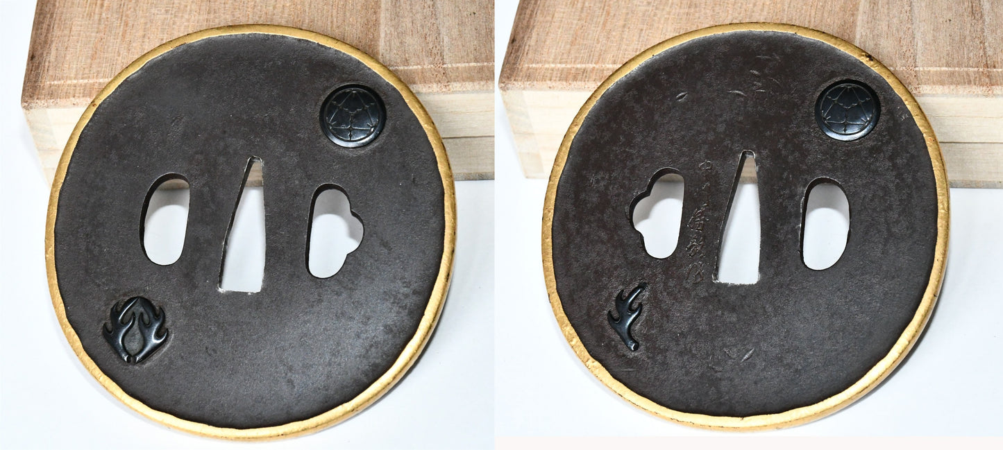 金覆輪鐔　中川花押　 　Tsuba　  品番：ＴＳＵ０６０
