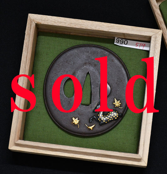 Kaede Kaige Mitsu Mito Special Save Save Booler Appraisal TSUBA (Maple and Deer) (MITO) [NBTHK: TOKUBETSU HOZON] Part number: TSU002